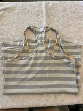 Lululemon Striped Racerback Tank - Gray & Cream